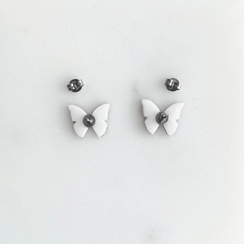 back of blue butterfly earrings