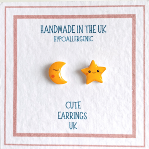 Moon & Star Earrings by Cute Earrings UK