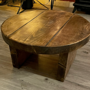 Rustic Industrial ROUND Coffee Table, Solid Wood Timber, Cafe Restaurant, multiple colour options