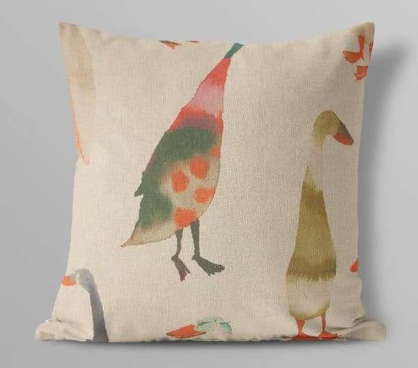 Duck Print Linen Cushion Cover