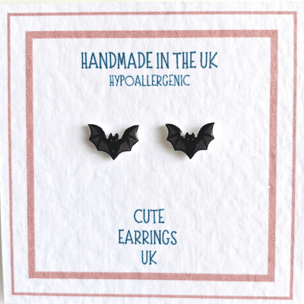 Black bat earrings by Cute Earring UK