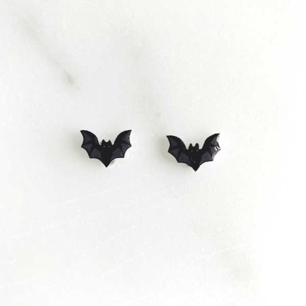 Front of black bat earrings