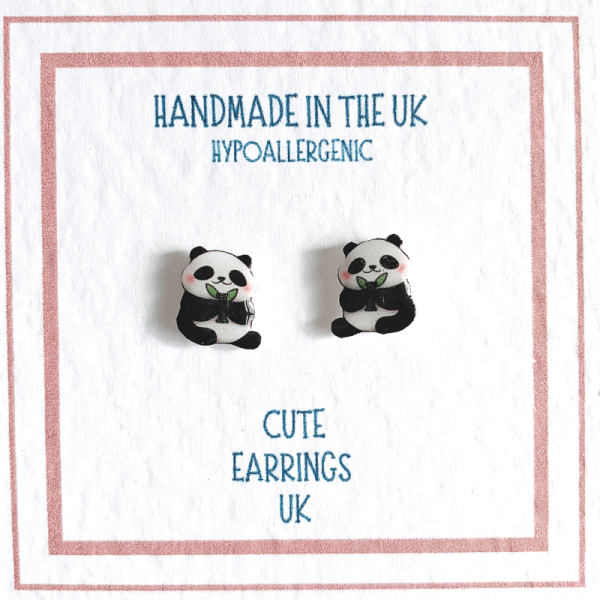 Sitting Panda stud earrings by Cute Earrings UK