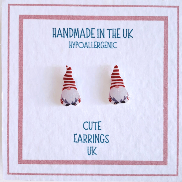 Stripy gonk/gnome stud earrings by Cute Earrings UK