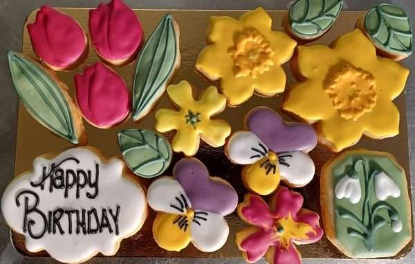Letterbox Biscuits Happy Birthday  Spring Flowers