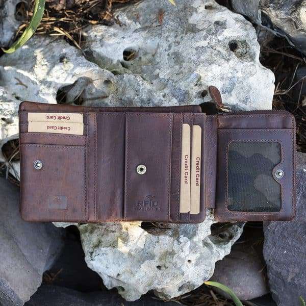 Wombat Colombian Leather Trifold Wallet RFID Safe