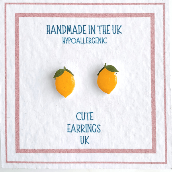 Lemon stud earrings by Cute Earrings UK