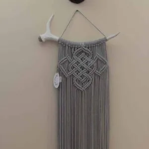 IONA   Macrame Wall Hanging in Celtic knot design on Antler