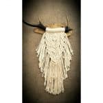 MORAG   MACRAME WALL HANGING ON ANTLER ANCHORED TO DRIFTWOOD