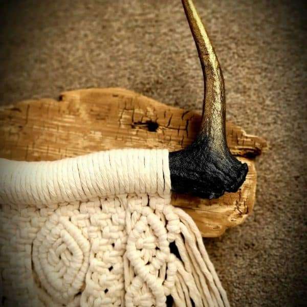 MORAG   MACRAME WALL HANGING ON ANTLER ANCHORED TO DRIFTWOOD - Image 3