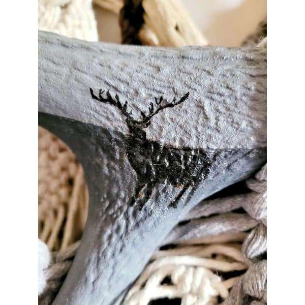 Large layered macrame wall hanging on stag antler - Image 4