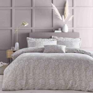 Portfolio Home Grey Luxury Cornflower Woven Jacquard Duvet Set Cover