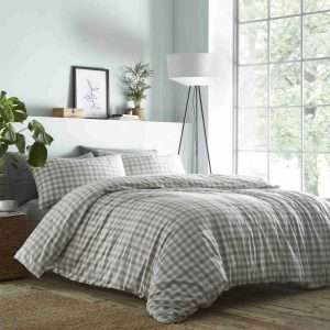 Portfolio Home Checked Gingham Green Duvet Set Cover