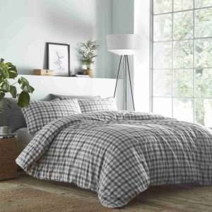 Portfolio Home Checked Gingham Grey Duvet Set Cover