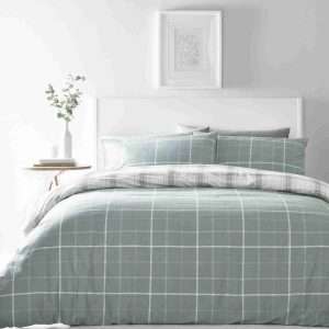 Portfolio Home Checked Skye Light Green Duvet Set Cover