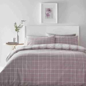 Portfolio Home Checked Skye Purple Duvet Set Cover