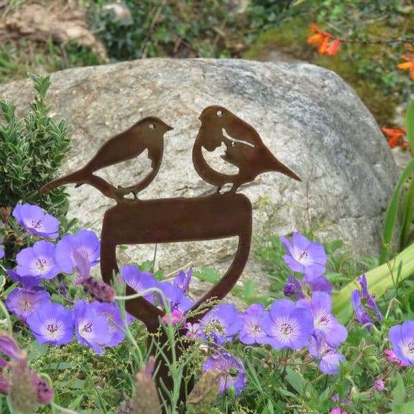 Rustic Robins on a Spade Garden Stake