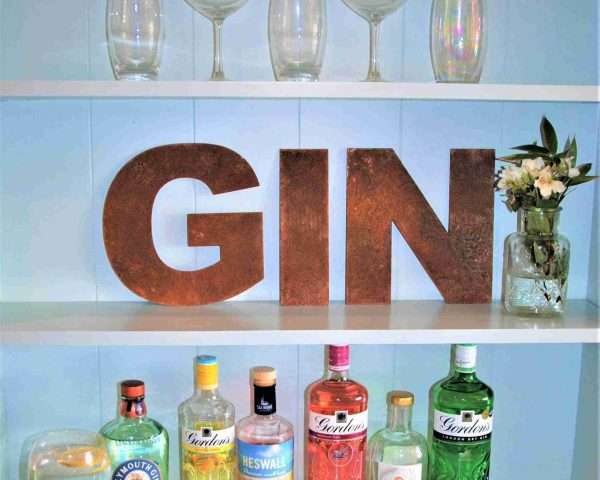 Rusty Metal Letters Gin Sign - Image 2