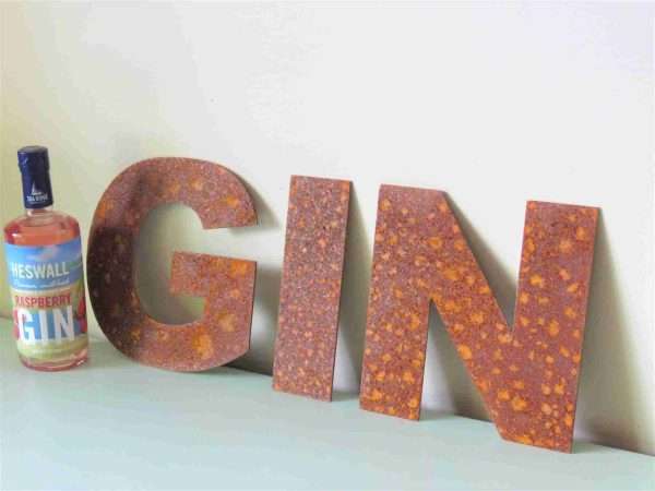 Rusty Metal Letters Gin Sign - Image 4