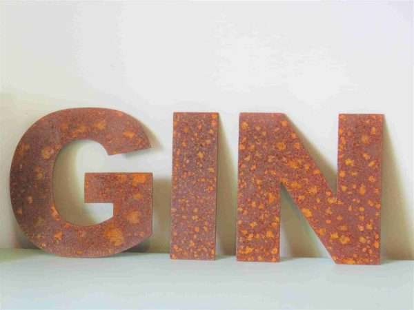 Rusty Metal Letters Gin Sign - Image 3