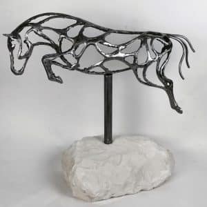 Abstract Jumping Horse Sculpture