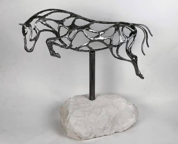 Abstract Jumping Horse Sculpture