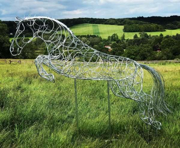 ‘Blue Memory’ Jumping Horse Sculpture - Image 2