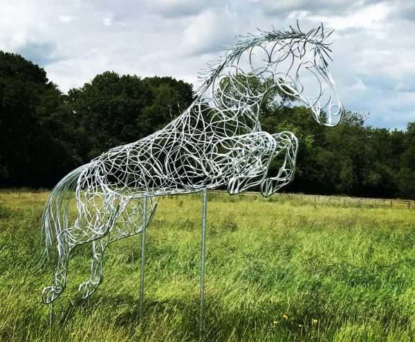 ‘Blue Memory’ Jumping Horse Sculpture - Image 3