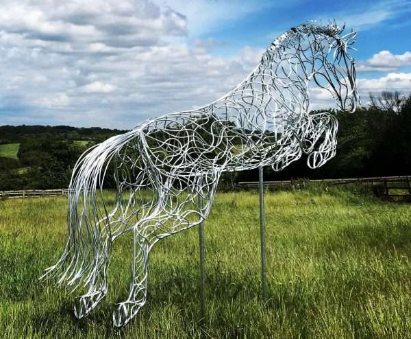 ‘Blue Memory’ Jumping Horse Sculpture - Image 4