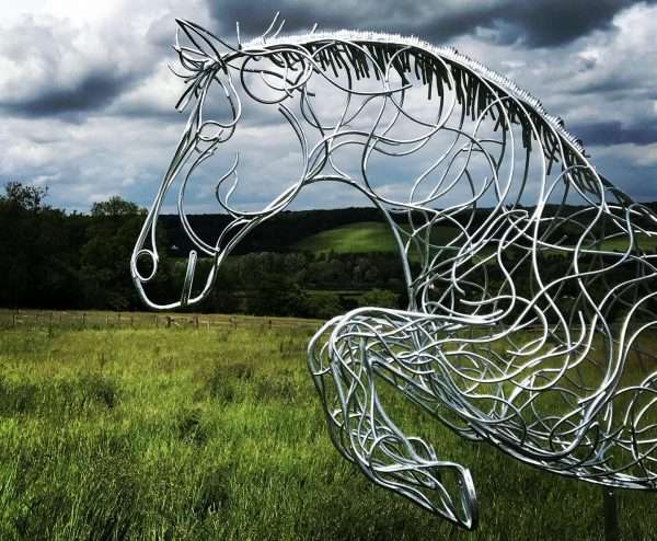 ‘Blue Memory’ Jumping Horse Sculpture - Image 5