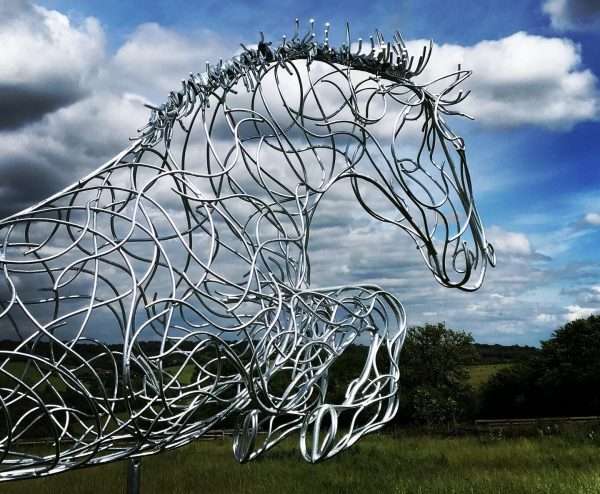 ‘Blue Memory’ Jumping Horse Sculpture - Image 9
