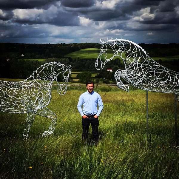 Blue Memory Jumping Horse Sculpture Gallery 9 SOLD ALL COMMISSIONS WELCOME   Our NEW Jumping Horse Sculpture ‘Blue Memory’ By British Sculptor Charles Elliott was inspired by the late World Champion jumping stallion Plot Blue, ridden by Marcus Ehning- When creating each sculpture, Charles uses inspiration from various horses, studying characteristics and proportions. Whilst putting his finishing touches to this Plot Blue inspired sculpture, we were shocked to receive news of his passing. ‘Blue Memory’ Sculpture will be on show at Bolesworth International Horse Show and Al’Shiara Hickstead Derby & Nation Cups in 2019 - This Handcrafted Life Size Jumping Horse Sculpture forms the latest one off sculpture of The Elliott of London Equestrian Sculpture Range. Handmade from 8mm round mild steel to indicate power and flow, luxurious progressive zinc exterior galvanised finish to protect the piece from nature and rust for over 30 years! Worldwide Shipping and International Delivery & Installation Available! All Enquiries Welcome - Available to Buy, as well as long term and short term hire! Approx Dimensions L= 340cm H= 280cm W= 70cm Studio Office - 01494758896 Charles - 07591730415 Website: www.elliottoflondon.co.uk Email:info@elliottoflondon.co.uk Viewing Welcome by Appointment only