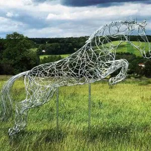 ‘Blue Memory’ Jumping Horse Sculpture