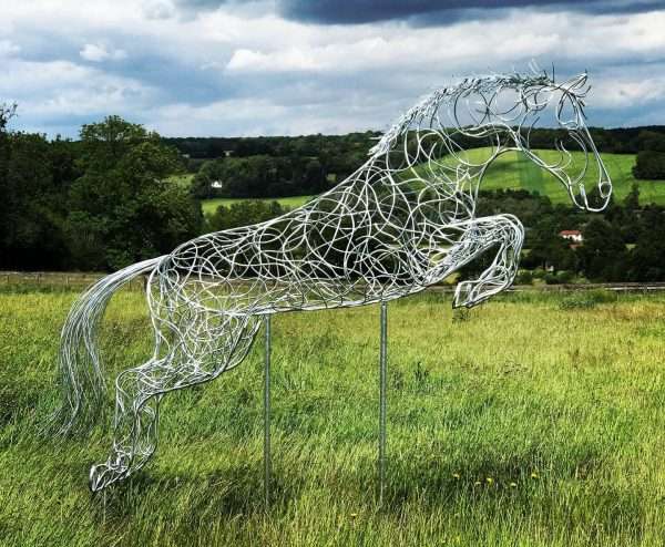 ‘Blue Memory’ Jumping Horse Sculpture