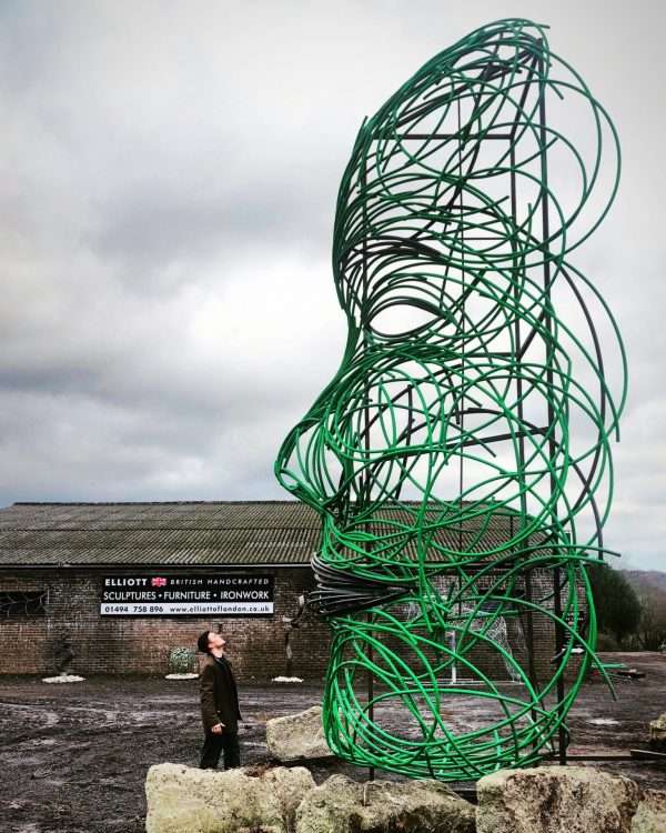 FACING FEARS SCULPTURE Elliott of London 'Facing Fears'   By British Sculptor Charles Elliott This 9 Metres high abstract face sculpture was designed and handcrafted by Charles from recycled plastic tubes. Created in response to national fears of 2018, with Brexit and various other environmental issues surrounding global warming and Plastic Recycling. At present Recycling Markets send 500,000 tons of plastic a year to China to be recycled, which has been stopped as of 1st January 2018. This poses various issues to the UK Recycling Industry.   This large powerful and controversial sculpture can be seen on show outside Elliott of London NEW Berkhamsted Based Sculpture Studio next to A41. Charles and his team welcome visitors to see and picture the piece safely from their premises!   Studio Office - 01494758896 Charles - 07591730415 Website: www.elliottoflondon.co.uk Email: info@elliottoflondon.co.uk   #recycling #plasticrecycling #recycleplastic #ukrecycling #sculpture #artist #britishsculptor #charleselliott #humanface #faceart #femaleface #figurative #britishsculpture #abstractart #abstractsculpture #contraversial #globalwarming #enviromentalissues #recycledart #upcycled #upcycling #reuseable #renewable #waste #scrapplastics #hdpe #siliconeplastic