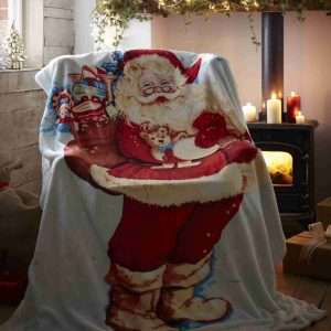 Santa Claus Christmas Sherpa Fleece Blanket Throw 130 x 170