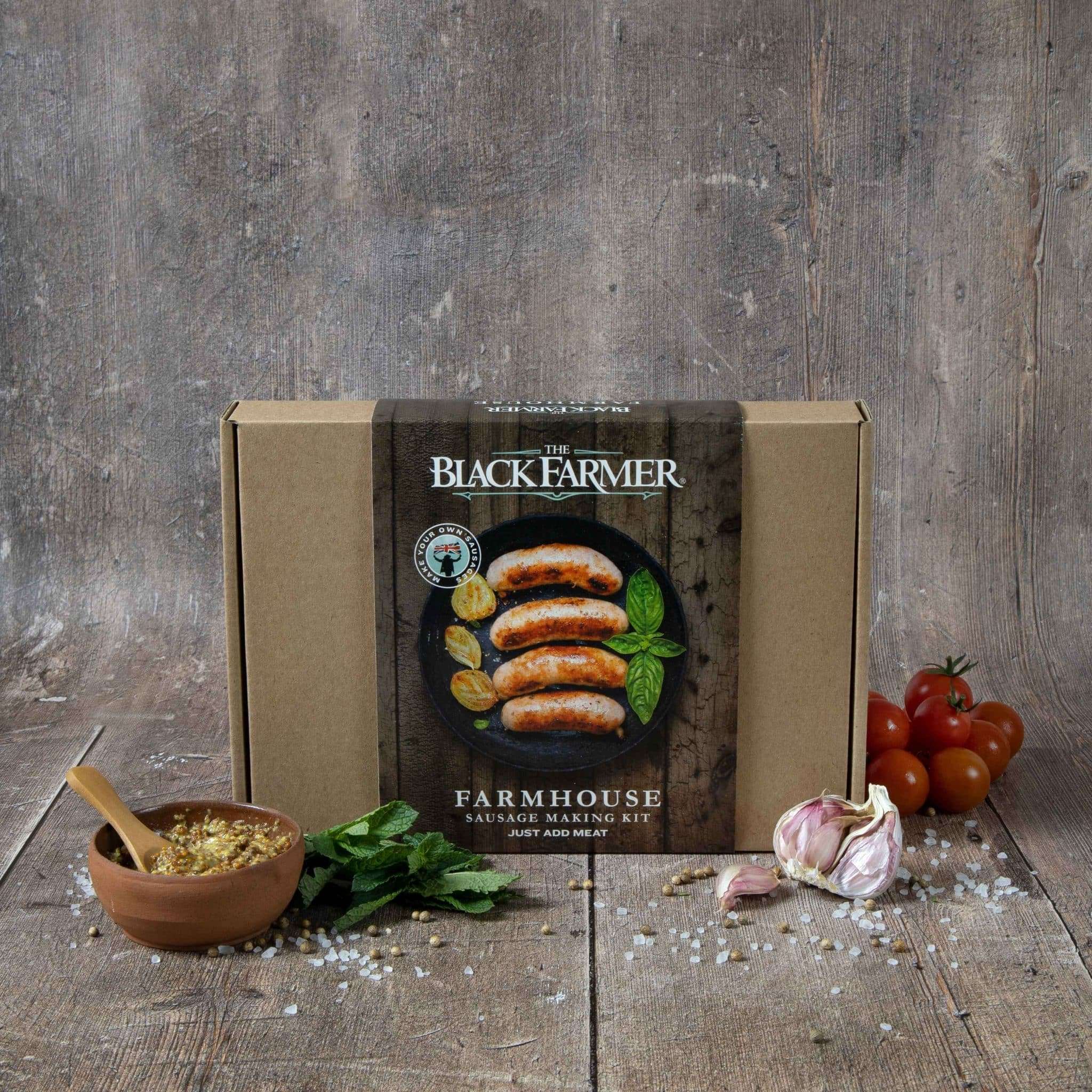 Farmhouse sausage kit tabletop.psd scaled Make your own sausages! This Farmhouse sausage making kit has everything you need to make your own sausages from scratch, simply add your pork meat. The perfect Christmas gift, or enjoy the fun of making your own sausages at home!