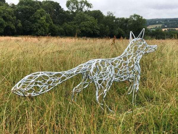 GALVANISE FOX SCULPTURE Elliott of London e1638363964967 Galvanise Fox Sculpture One off unique in a progressive hot dipped zinc galvanise. Handmade in Buckinghamshire by British Sculpture Charles Elliott & his team Enlarged not life size - Approx Dimensions H 70cm L 130cm W 30cm Asking Price - £950 Worldwide Shipping Available! All Commissions Welcome www.elliottoflondon.co.uk info@elliottoflondon.co.uk