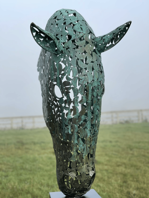 IMG 0510.jpg Bronze Horse Head Sculpture Equine Sculpture by British Sculptor Charles Elliott Bronze Edition Horse Head Sculpture Handcrafted Piece By Piece From A Very High Quality Bronze Material (Approx 90% Copper) Editions Available in: 1.2 Metres £ 30,000 +VAT 2 Metres £ POA 4 Metres £ POA 6 Metres £ POA Shown Above In A Verdigris Bronze Patina - Variety Of Patination & Finish Options - Please Enquire For Other Options. Bespoke Custom Sizes Are Available! Illumination Kits Are Available & Various Plinth Options! Plinths In Variety Of Heights & Materials Including Stone, Marble, Wood & Metal! All Enquiries Welcome Worldwide Shipping & Installation Available We Welcome Studio Visits - By Appointment Only www.elliottoflondon.co.uk info@elliottoflondon.co.uk 01494 758 896