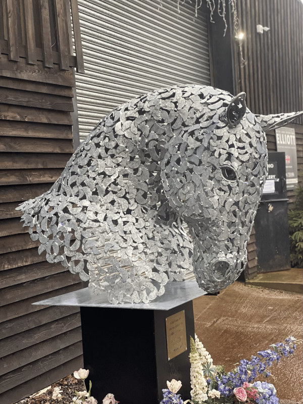 Working Horse Head Busk Sculpture