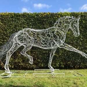 Silver Dressage Horse Sculpture