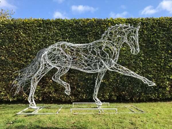 Silver Dressage Horse Sculpture