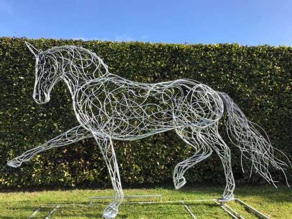 Silver Dressage Horse Sculpture - Image 4