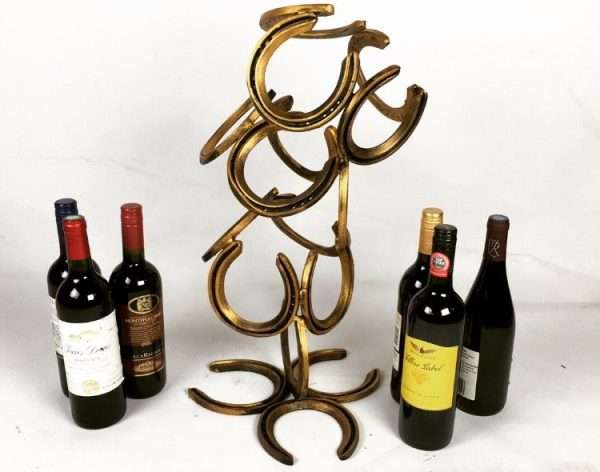 Horseshoe Wine Rack - 6 Bottle - Gold & Black