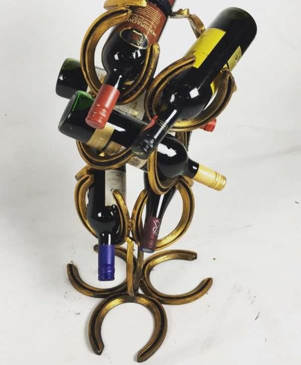 Horseshoe Wine Rack - 6 Bottle - Gold & Black - Image 4