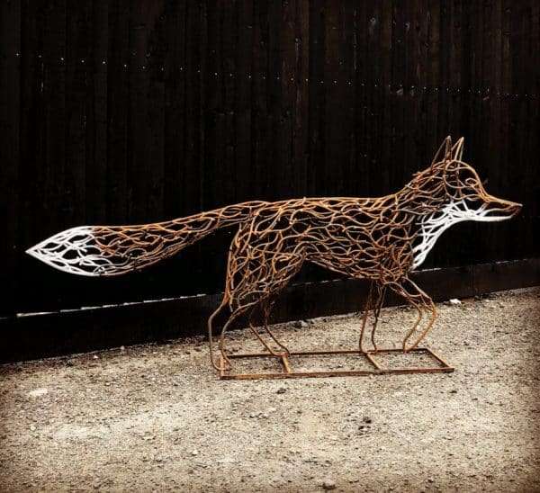 Watching Fox Sculpture Rustic
