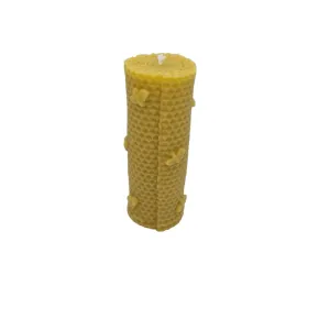 Large Beeswax - Hexagon with Bees Pillar Candle - made with 100% beeswax