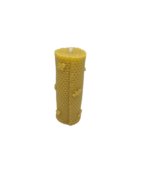 Large Beeswax - Hexagon with Bees Pillar Candle - made with 100% beeswax