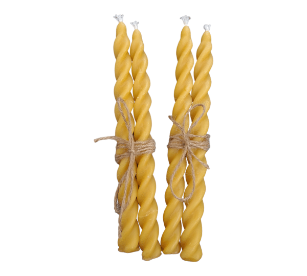 2 x 100% Beeswax Twisted Taper Table Candlestick