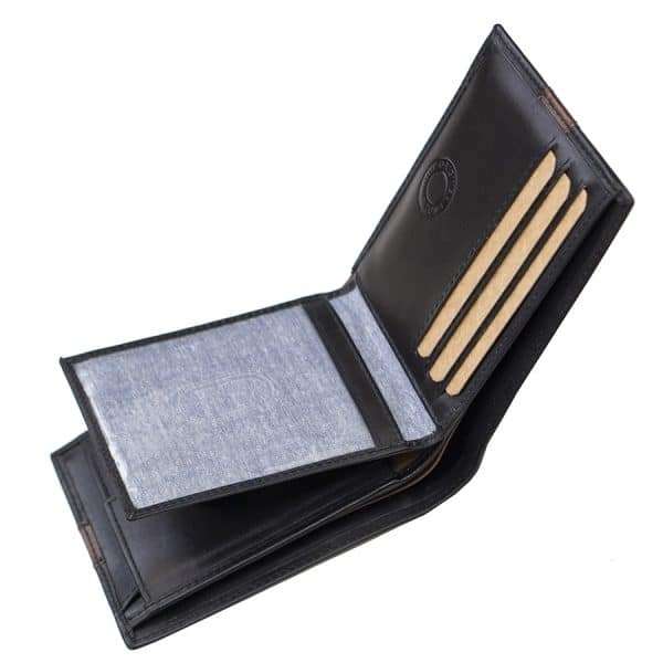 Wombat English Hide Leather Wallet Black/Brown - Image 5